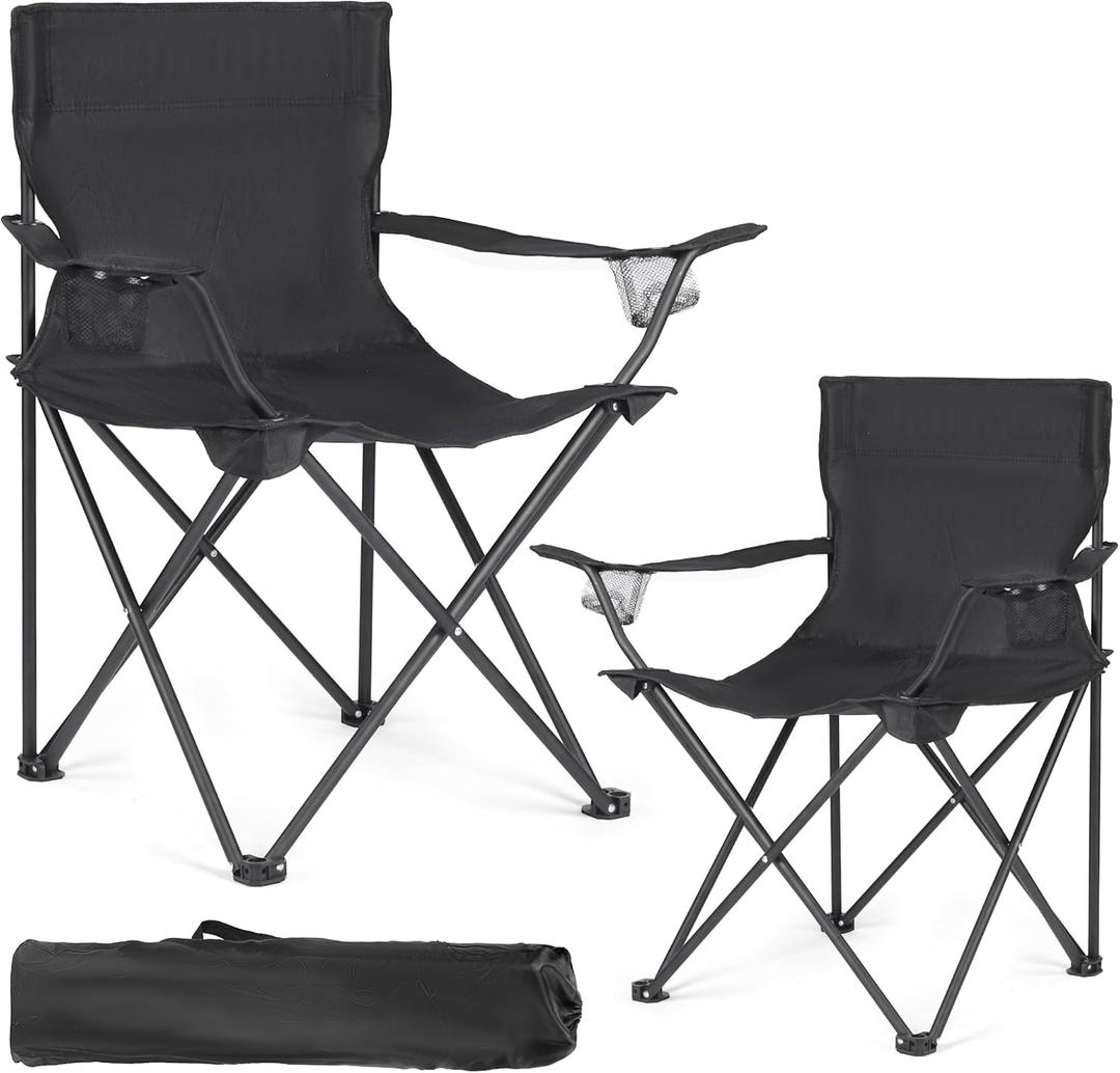 2 Pack Camping Chairs -Lightweight and Supportive Chairs for Adult and Lightweight Individuals - Compact, Durable, and Portable - Ideal for Camping, Hiking, Beach, and Picnics -Carry Bag (Regular)