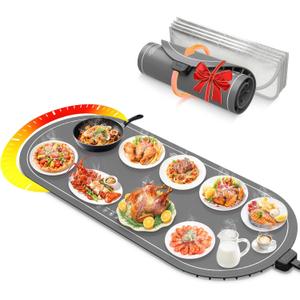 Food Warming Mats for Countertop Extra Large(XXL 36"x15"),Electric Heating Pad for Food,Roll Up Silicone Warmer Mat for Party and Kitchen,Practical Cooking Birthday Gift for Mom and Women(Gray)