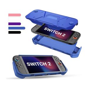 FIWWAT Protective Case for Nintendo Switch 2 (2025), TPU Middle Frame & PC Front Protector 360° Protection, Non-Slip Ergonomic Grip, Shockproof & Anti-Scratch Shell Cover, Dark Blue