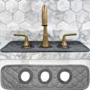 Bathroom Sink Splash Guard 3-Round-Hole : AHA HOMEWARE, Faucet Mat for Bathroom Sink 3 Holes (Gray)