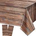 2 Pack Plastic Table Cloths - Waterproof Rectangle Table Covers, 54 x 108 In - Anniversary Party Tablecloths, Disposable Wood Grain Pattern