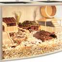 Prolee Hamster Cage Chew Proof Wood, Hamsters Enclosure Openable Top with Curved Design,Waterproof Small Animals Cage with Acrylic Sheets for Gerbils,Hamster Habitat(32 Inches)