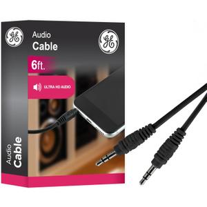 GE 3.5mm Auxiliary Audio Cable 6ft, Black, 33572 (1 Pack)