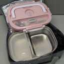 APSARAS USA Electric Lunch Box,3in1 Heated Lunch Box for Adults,60-80W,12/24/110V Portable Lunch Warmer, Leakproof Food Heater for Car/Truck/Office with 304 SS Fork&Spoon&Insulated Carry Bag Pink