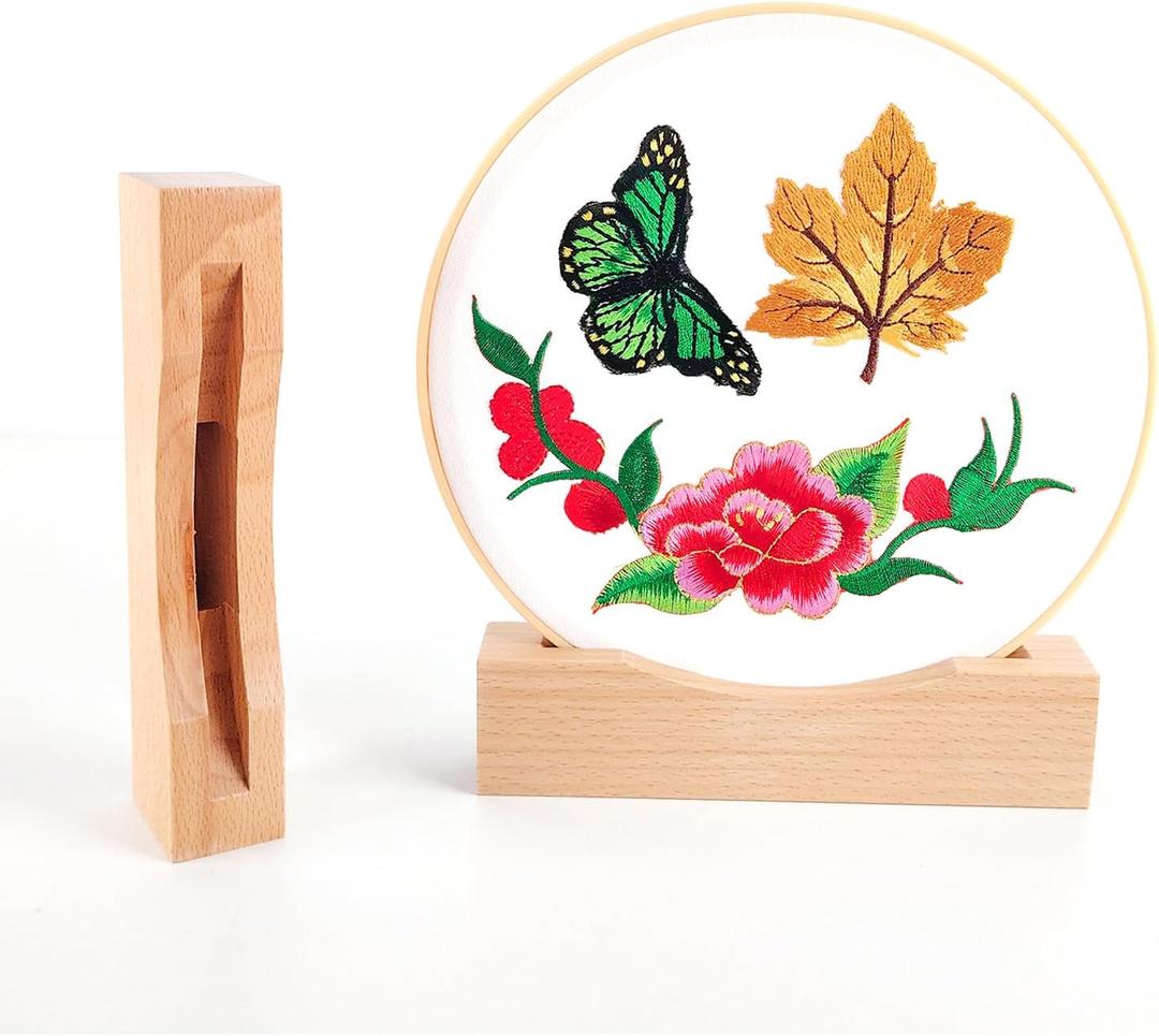 Embroidery Frames for Display 3Pack Embroidery Hoop Display Stand 2 Tier Groove Design Cross Stitch Hoop Frame StandEmbroidery Stand Embroidery kit (Suitable 7-10IN Frame) (Wood color)