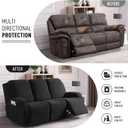 KinCam Recliner Covers, Stretch Reclining Chair Covers, Recliner Sofa Slipcovers Stripe Jacquard Recliner Couch Covers Furniture Protector Covers for Pet Kid (3 Seater, Black)