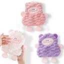 2 x 3 Pack Hand Towels for Bathroom & Kitchen - 9x7in Hanging Absorbent Coral Fleece Towel Set with Cute Lamb Design, Soft Bathroom Hand Towels for Kids Decor, Gym, Spa - White, Pink, Purple