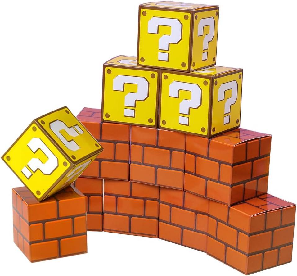 Super Theme Small Cute Treat Boxes for Birthday Party Favors Decorations Supplies Brick and Question Boxes Party Gifts (24PCS)