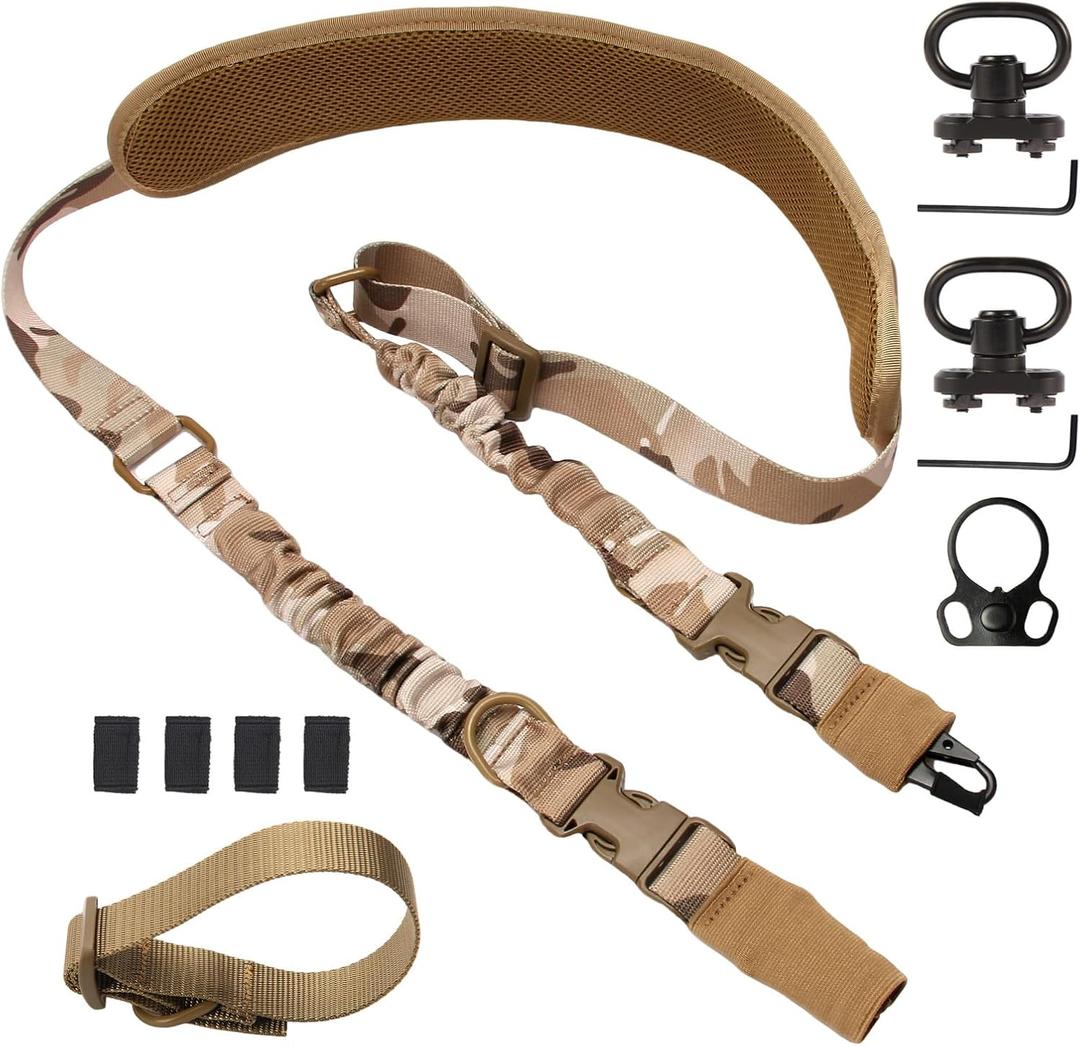 Upgraded Two Point Sling with Soft Shoulder Pad, Adjustable Length Rifle Sling with 2 Pack M-Rail, Gun Sling with D-Ring Loop