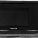 Farberware FM11BKA Compact Countertop Microwave Oven 1.1 Cu. Ft. 1100-Watt with LED Lighting, Child Lock, Easy Clean Grey Interior, Black
