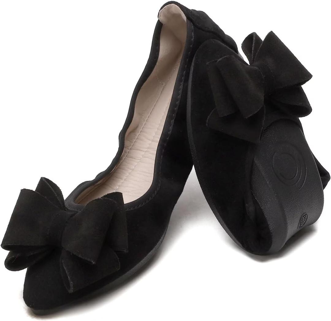 Stunner Women's Foldable Pointed Toe Ballet Flats Rhinestone Loafers Fashion Flats, 8