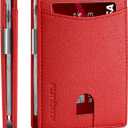 RUNBOX Slim Money Clip Wallets for Men RFID Blocking 11 Card Holder Minimalist Small Leather Bifold Men's Front Pocket Wallet Gift Box (A pure red)
