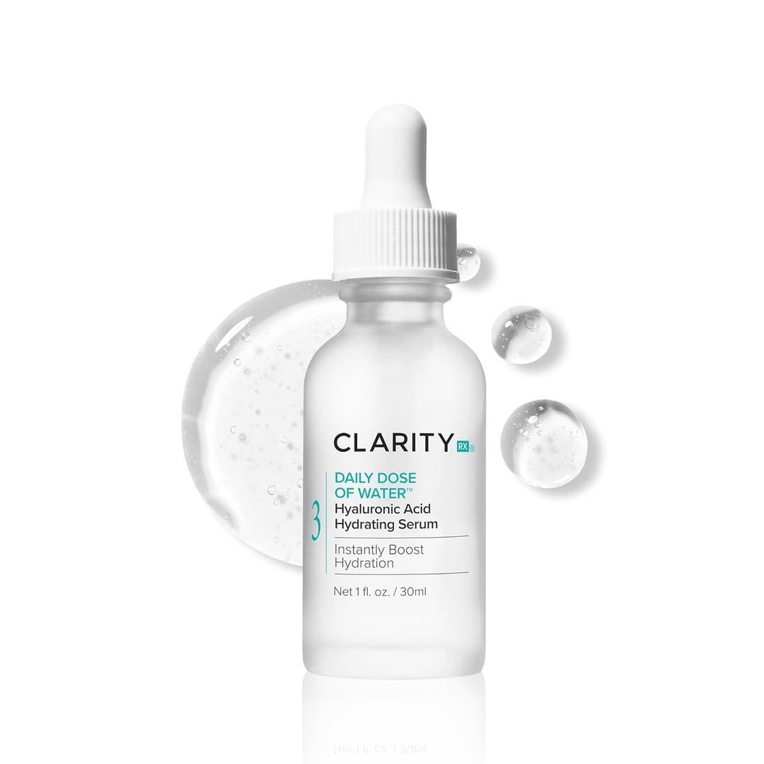 ClarityRx Daily Dose of Water Hyaluronic Acid Serum for Face, Daily Anti Aging Hydrating Serum Treatment for Dry, Dull Skin, Natural & Plant Based