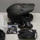 Adult ATV Dirt Bike Helmet with Goggles Gloves & Mask Quick Release Buckle Adjustable Sun Visor Motorcycle Adult Helmet Off-Road Motocross Downhill Moped MX for Unisex-Adult (Large, Matte Black)