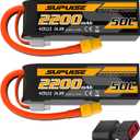 SUPULSE 4S Lipo Battery 14.8V 2200mAh RC Battery Soft Case 50C with XT60 Plug T Plug for Airplane Helicopter RC Boat RC Car Truck(2 Packs)