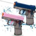 2 Pack Water Guns for Kids - Squirt Water Blaster Soaker Water Pistol Toys for Toddlers Child Boys Girls, Ideal Summer Gifts for Swimming Pool Beach Party Outdoor Shooting Game Water Fighting Toy (1-blue+pink)
