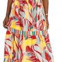 AlvaQ Women's 2025 Summer Sleeveless Floral Print Maxi Dress Strap Square Neck Beach Sun Dress (L)