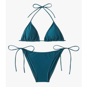 Women's Solid Color Halter Neck Tie - Side Bikini Set Size XS