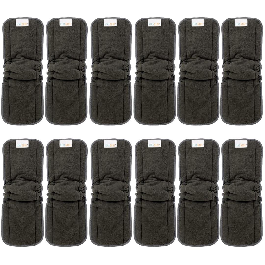 ALVABABY Reusable 5 Layers 12 Pack Inserts with Gussets for Baby Cloth Diaper and Cloth Diapers Covers 12FLN