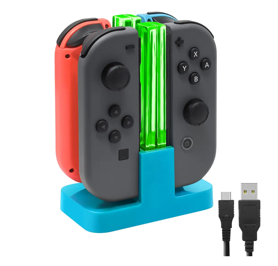 FASTSNAIL Charging Dock Compatible with Nintendo Switch Joy Con and for with Switch OLED with Lamppost LED Indication, Charger Stand Station Compatible with Switch Joy Cons with Charging Cable-Blue