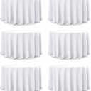 6-Pack White Round Tablecloths, 132 Inches, Stain-Resistant Polyester for 6-8 Ft Round Tables - Washable Table Covers for Weddings, Banquets, Birthday Parties, Events