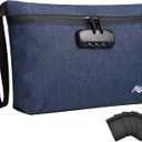 Storage Bag with Combination Lock 12.6"x7.5" Large Storage Container Medicine Lock Bag Money Organizer Travel Storage Case (Blue)