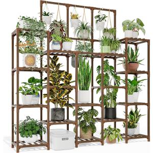 Plant Stand Indoor Outdoor 63" Tall Plant Shelf for Plants 14-Tier Large Plant Sheves for Living Room Heavy Duty Plant Rack Garden Balcony Patio Hanging Planter