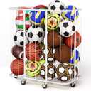 YKDIRECT 250L Rolling Ball Organizer with Locking Wheels - Large Sports Storage Basket for Basketball Soccer Football Volleyball, Steel Garage Equipment Cart with Elastic Rope for Household Storage