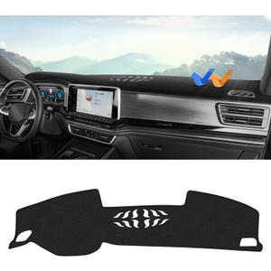 Autorder Dashboard Cover Mat for 2024 2025 Volkswagen Atlas Accessories Dash Cover Upgrade Velvet Dash Mat Sunshade Glare UV Rays Protector(Without HUD)