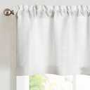 jinchan Linen Valance for Kitchen Living Room Rod Pocket Small Window Curtain Flax Linen Textured Valance Curtain Farmhouse Country Rustic Window Treatment Semi-Sheer 1 Panel 15 Inch Off White
