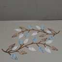 Zhengmy 2 Pieces Metal Tree Leaf Wall Decor Vine Olive Branch Leaf Wall Art Living Room, Hallway Wall Decor Outdoor Decoration(Blue Brown Colors)