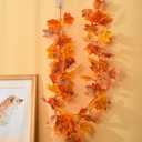 SUQ I OME 1 Pack of Artificial Fall Maple Leaf Plants Fake Garlands, 6 Feet for Halloween Thanksgiving Day Party Art Decor