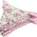 10M/32Ft Triangle Bunting Banner, 36 Pcs Cotton Fabric Flags Pennant Garlands for Birthday Party, Wedding, Baby Shower, Outdoor and Home Decorations (Pink)