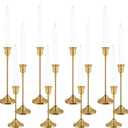 Candlestick Holders 4 Sets(12 Pcs), Brass Gold Candle Holders with Anti-Slip Pad, Metal Taper Candle Holder, Candle Holder for Wedding Fireplace Mantel Housewarming Gift