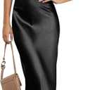 MEROKEETY Women's Summer Satin Strapless Bodycon Dress 2026 Backless Tube Wedding Guest Cocktail Formal Party Maxi Dresses (Black)