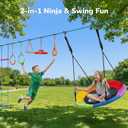 Hapfan 50 FT Ninja Warrior Obstacle Course Swing Set for Kids with Weather-Proof Accessories, Outdoor Playset with Monkey Bars for Backyard