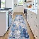 RELEANY Washable Area Rugs 2'x6' Non-Slip Modern Abstract Soft for Living Room Entryway Bedroom Nursery, Print Pattern, Blue Grey Navy Gray