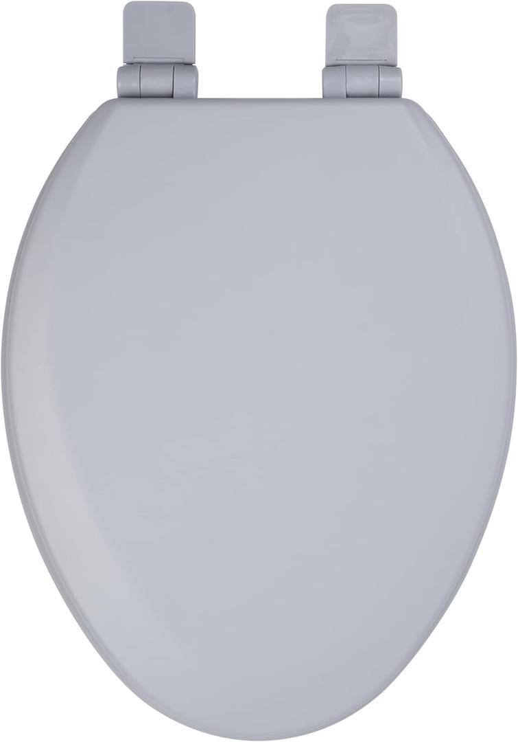 Toilet Seat, Slow Close, Soft Touch, Ultra-Smooth Matte Finish (No Orange-Peel Texture), Premium Moulded Wood, Quick Release, PIKLiDS (Gray, Elongated)