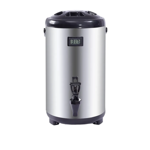 Insulated Beverage Dispenser - 12L/3.2 Gallon 304 Stainless Steel Hot Drink Dispenser with Spigot for Coffee, Tea, Water, and Milk - Ideal for Buffets, Hotels, and Outdoor Camping Chrome Black