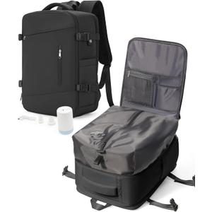 VGCUB Travel Vacpack Backpack with Vacuum System Carry on Storage Compression 18x14x8 Inches Personal Item Bags with Electric Pump for Women Men Work Business Waterproof College Airback Backpack Black