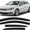 Tape-On Rain Guard 4-Piece for 2011-2018 VW Jetta Sedan Windows Visor Shield Shade Smoke 94985 (black)