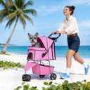 BestPet | 3-Wheel Pet Stroller | Pink | Foldable Dog and Cat Stroller