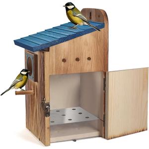 Blue Bird Houses for Outside with Gift Box - Durable Birdhouses for Outdoors with Clear View Panel & Predator Guard for Bluebird Wren Swallow Finch Chickadee Cardinal