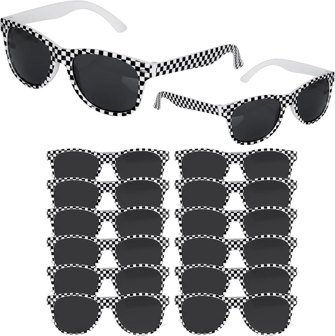 16Pcs Checkered Sunglasses, Race Car Sunglasses Party Favors, Summer Pool Beach Accessories, Racing Theme Birthday Gifts