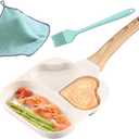 Non Stick Frying Pans Romantic Heart Pan,3 In 1 Multifunction Omelette Pan Breakfast Skillet Anti-scalding Handle Easy To Hang Complete with Oil Brush and Dishcloth
