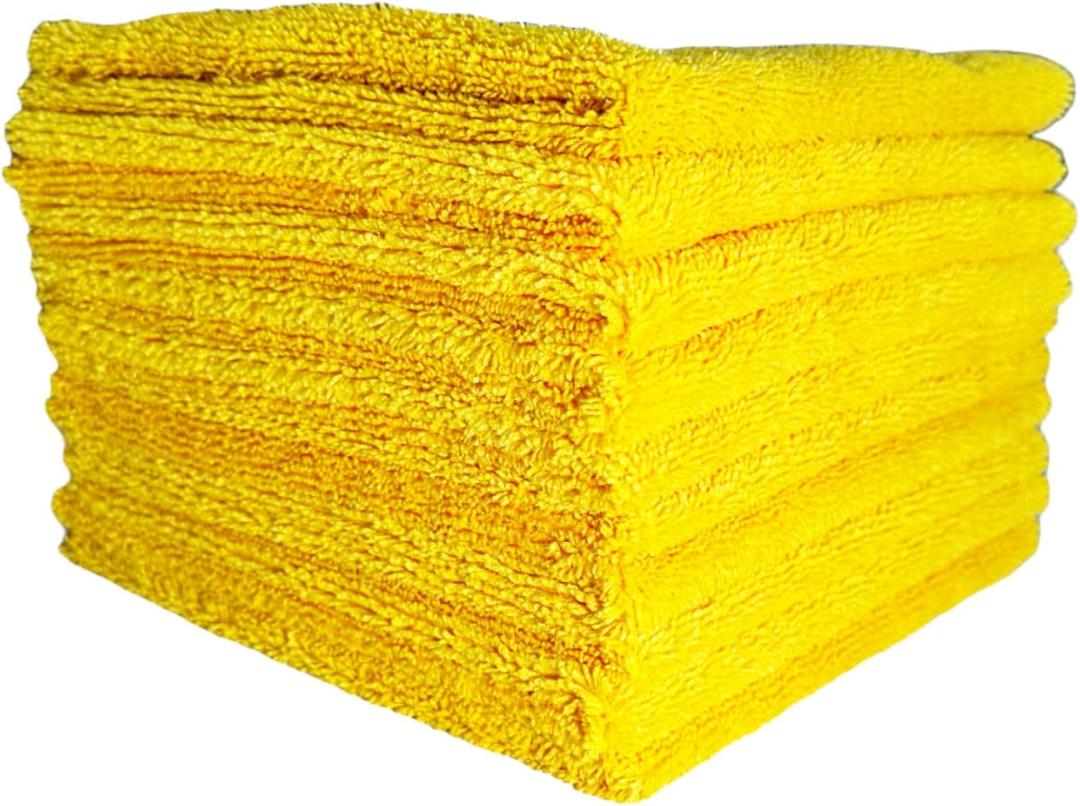 The Jobber 365 Microfiber Detailing Towels, Exterior and Interior Use, Premium Korean Quality, 16x16 inches, 365 GSM, Yellow, 10 Pack