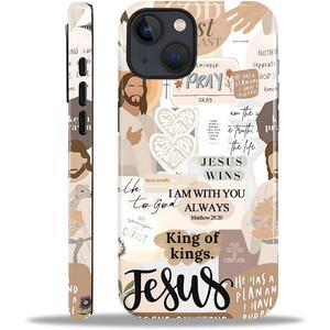 Case for iPhone 13 14, Hybrid 2-Layer Case, Shockproof Military-Grade Protection Durable Anti-Scratch Phone Case for Woman Man Boy Girl, Jesus Bible Verses