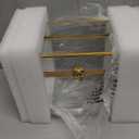 Okllen Glass Wedding Card Box with Lock and Slot, Gold Rim Envelop Box Gift Holder, Vintage Clear Card Box for Wedding Reception, Baby Shower, Birthday, Graduation (Glass Box and Lock Only)