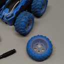 KKONES Remote Control Car, 2.4GHz Double Sided 360 Flips Rotating Electric Race RC Stunt Car, LED Wheel & Headlight High Speed Off Road Cars Toy Gift for 3-12 Year Old Boy Toys (Blue)