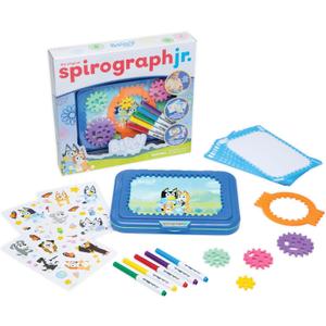 Spirograph Jr Bluey Toys - Toddler Arts and Crafts, Drawing Art Kit, Toddler Activities, Bluey Stickers, Drawing Pad, Jumbo Gears, Washable Markers, Unleash Your Child Inner Artist, Ages 3+
